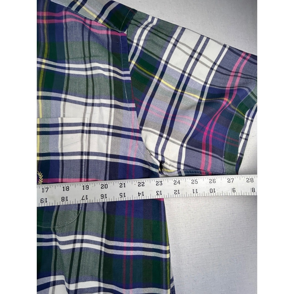 Tommy Hilfiger Mens Plaid Short Sleeve Button Down Shirt Multi Color Crest Logo - Picture 4 of 11